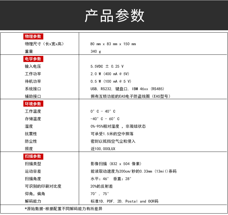 7580g扫描枪具体参数